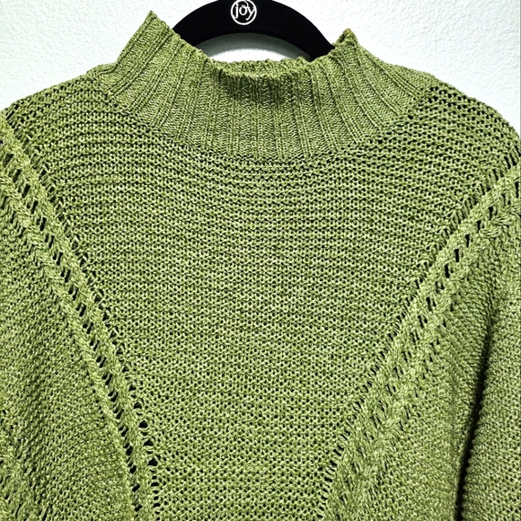 Easel Los Angeles Oversized Matcha Green Mock Neck Chunky Knit Sweater Size S/M - Picture 4 of 10